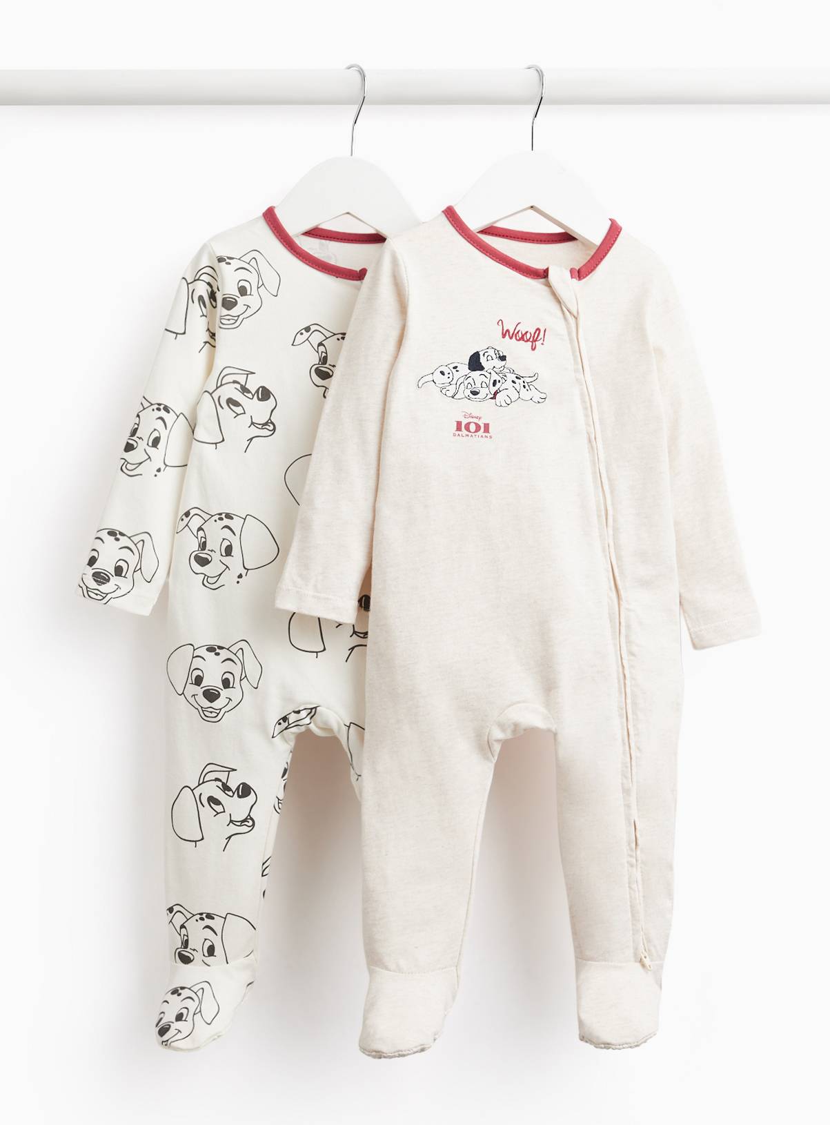 101 Dalmatians Sleepsuits 2 Pack Up to 1 mth - Image 1